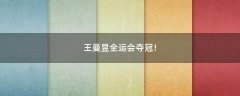 王曼昱全運會奪冠！