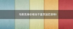 馬斯克身價相當(dāng)于蓋茨加巴菲特!