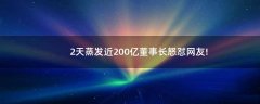 2天蒸發(fā)近200億 董事長(zhǎng)怒懟網(wǎng)友!