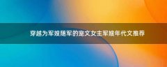 穿越為軍嫂隨軍的寵文 女主軍嫂年代文推薦