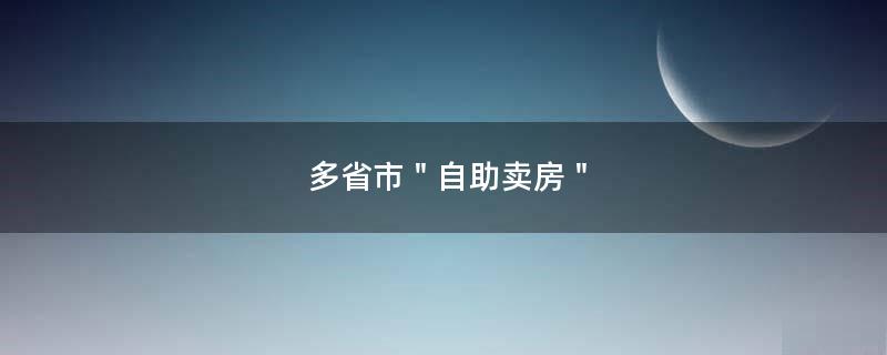 多省市＂自助賣(mài)房＂