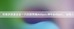 印度農(nóng)民家出生一只四眼兩嘴“神?！?，當(dāng)?shù)厝朔鋼砟ぐ?/></a>
           <p>據(jù)英國《鏡報(bào)》11月20日?qǐng)?bào)道，印度中央邦印多爾一戶農(nóng)民家出生了一只四只眼睛兩張嘴的小牛，當(dāng)?shù)厝藢⑵浞Q之為“神圣的奇跡”蜂擁前去膜拜。這...</p>
           <p class=