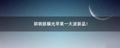 郭明錤曝光蘋(píng)果一大波新品！