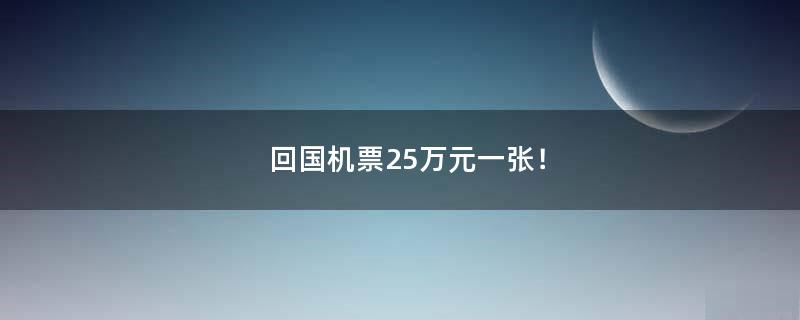 回國機(jī)票25萬元一張！