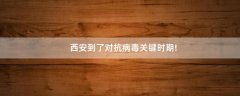西安到了對抗病毒關(guān)鍵時期!